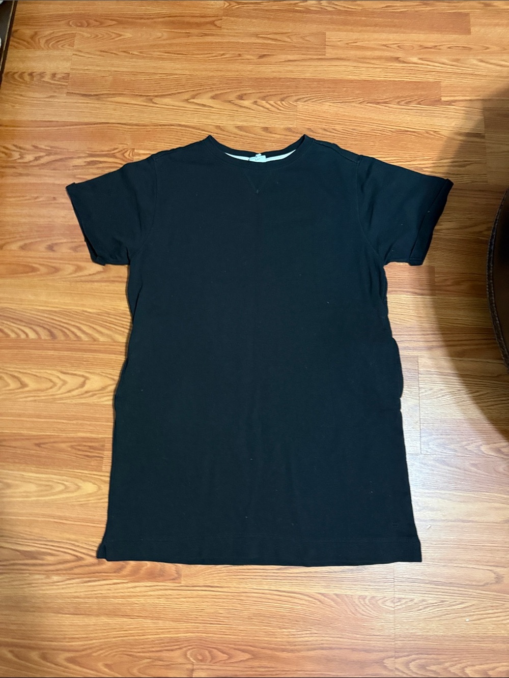 Black Short-Sleeve Mini Dress - Classic Crewneck
